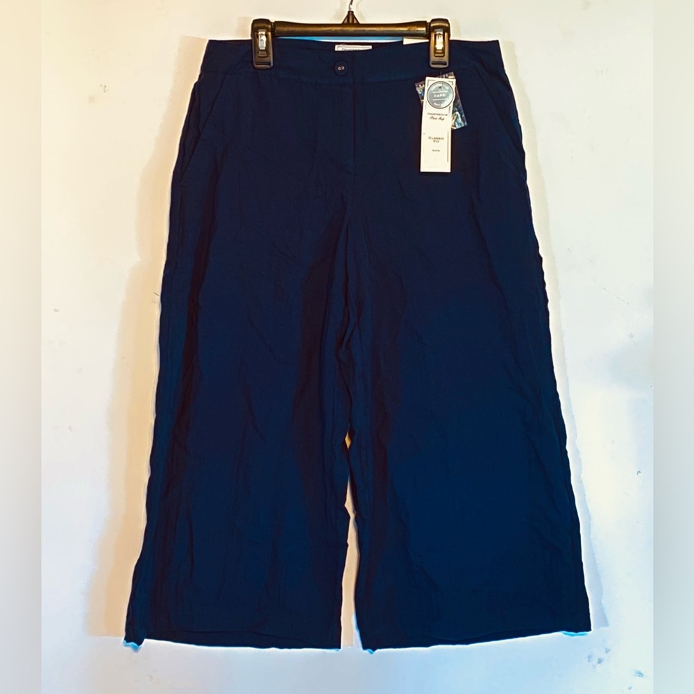 NWT Charter Club Wide Leg Classic Fit Capris SZ 4 Navy